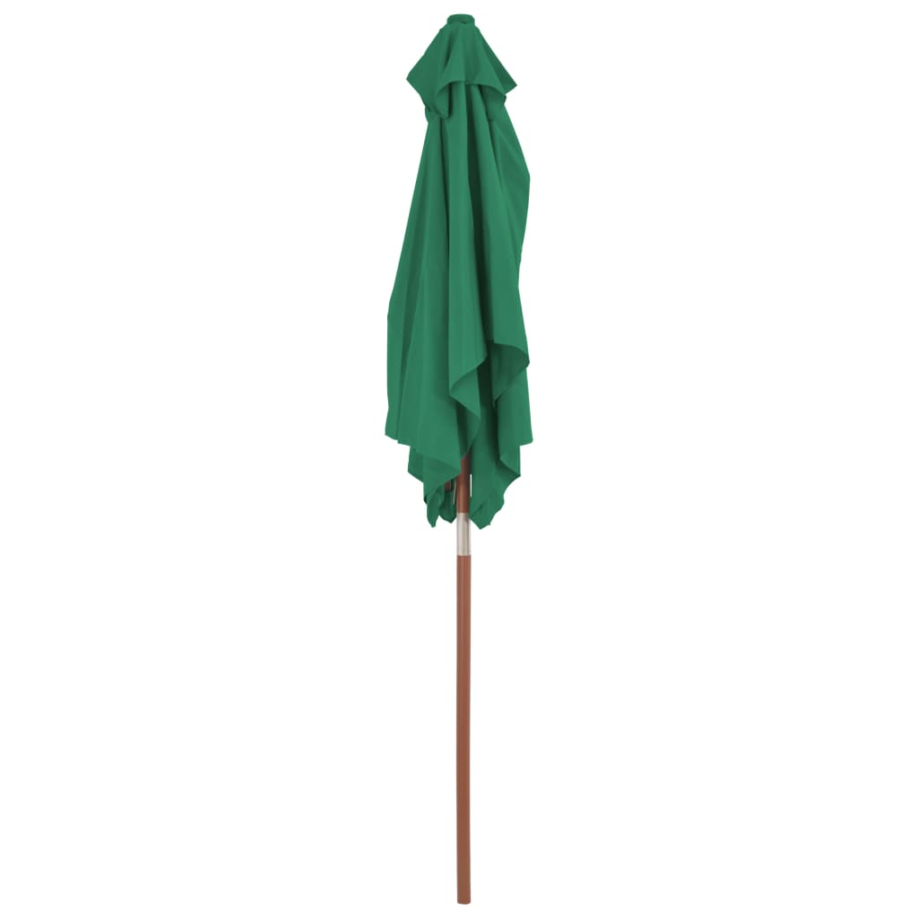Outdoor Parasol with Wooden Pole Green