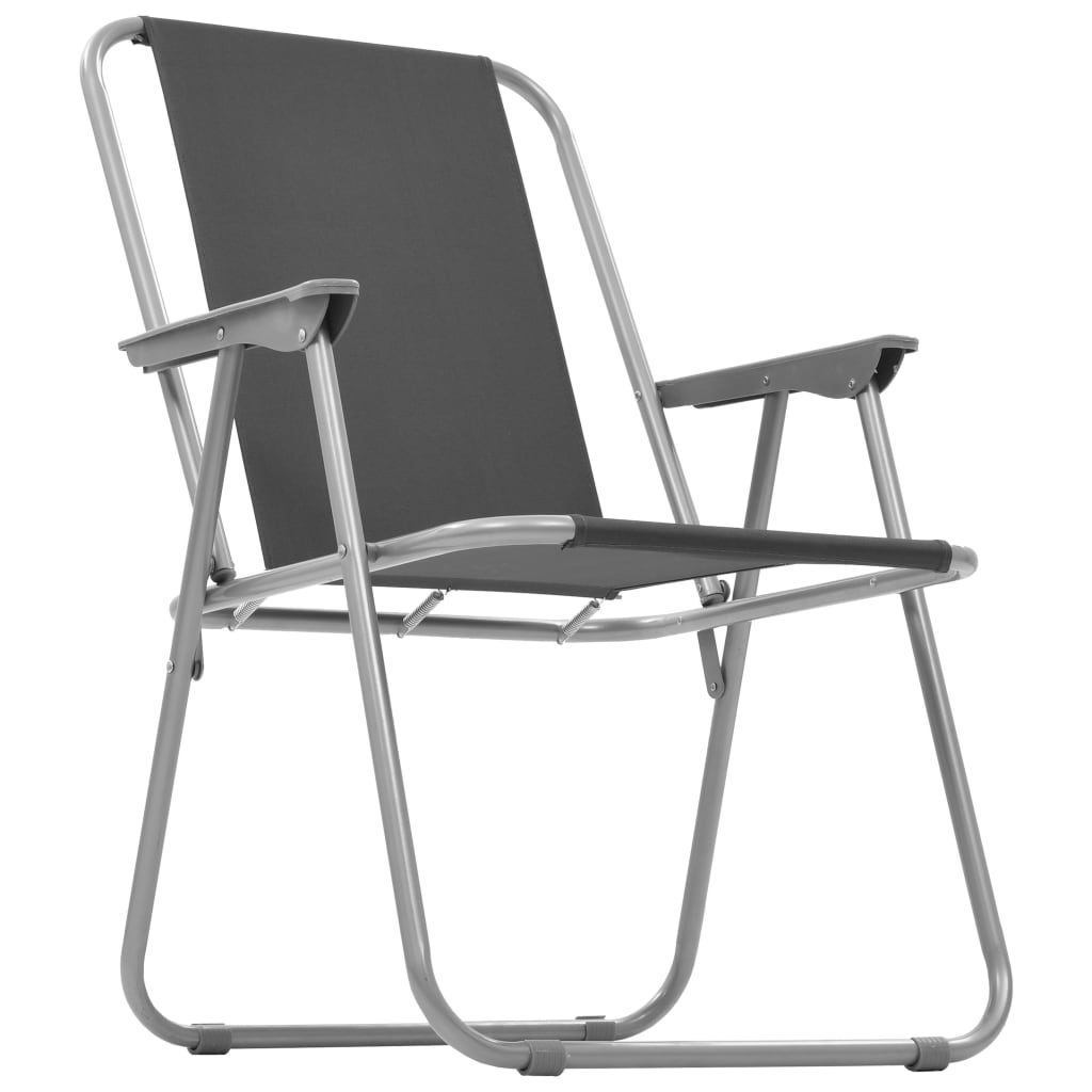 Folding Camping Chairs 2 pcs Grey