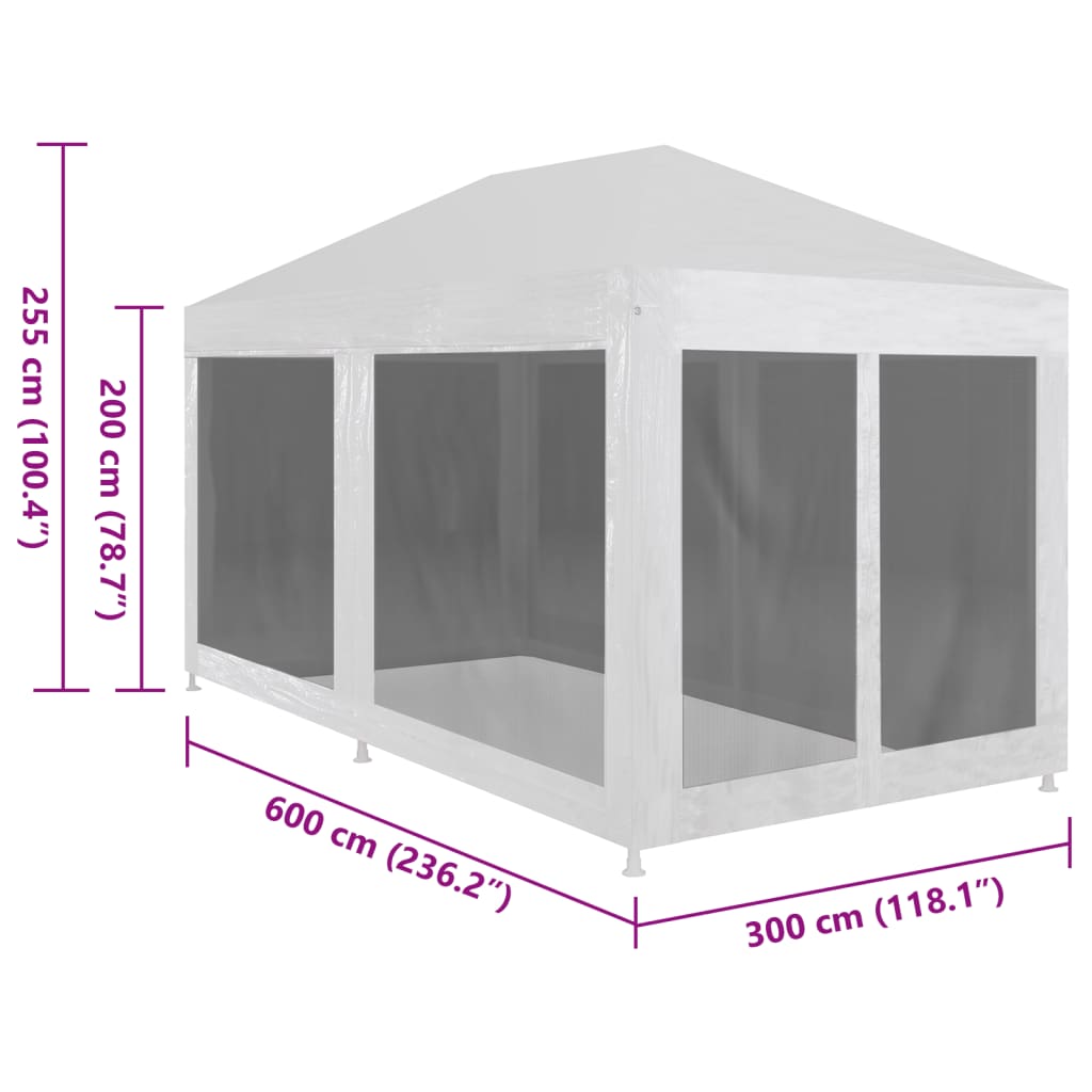 Party Tent with 6 Mesh Sidewalls