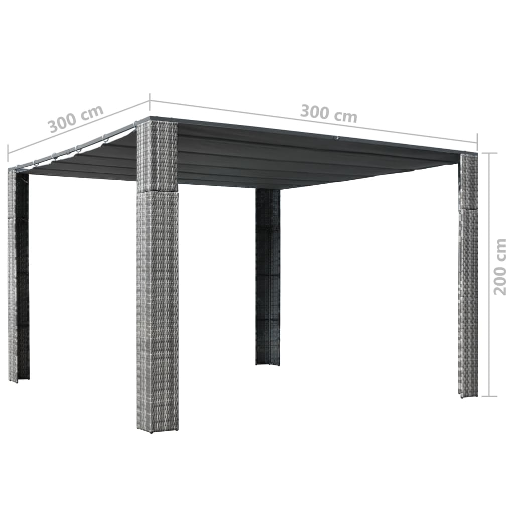 Gazebo with Roof Poly Rattan Grey and Anthracite