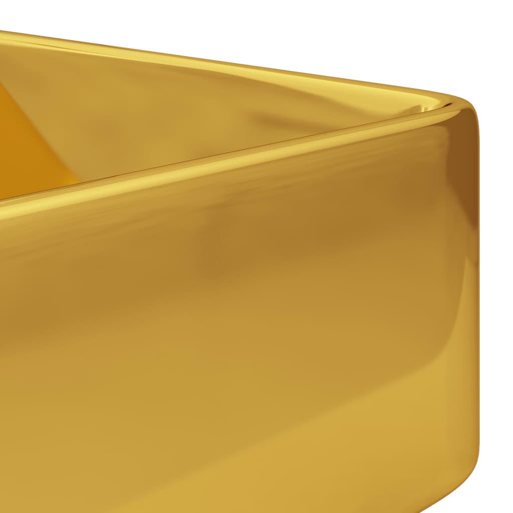 Wash Basin with Faucet Hole Ceramic Gold M