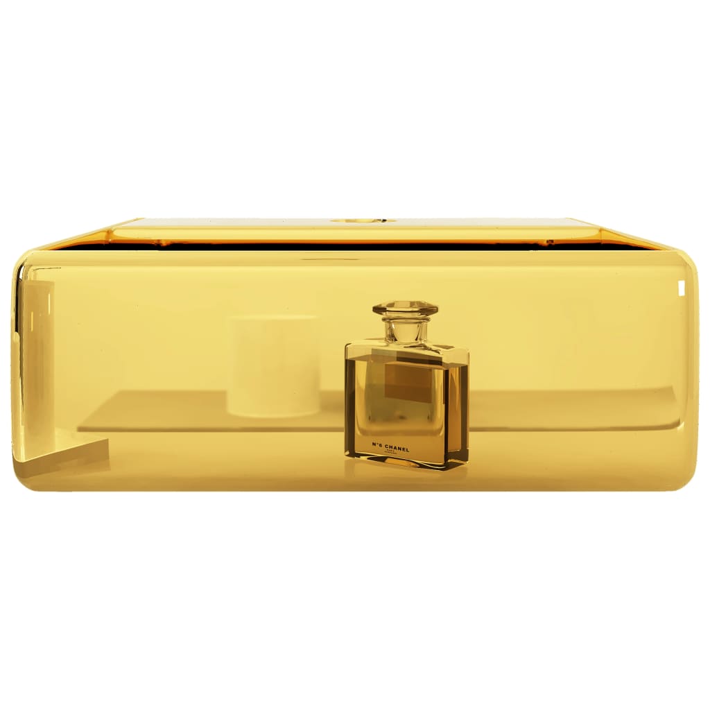Wash Basin with Faucet Hole Ceramic Gold