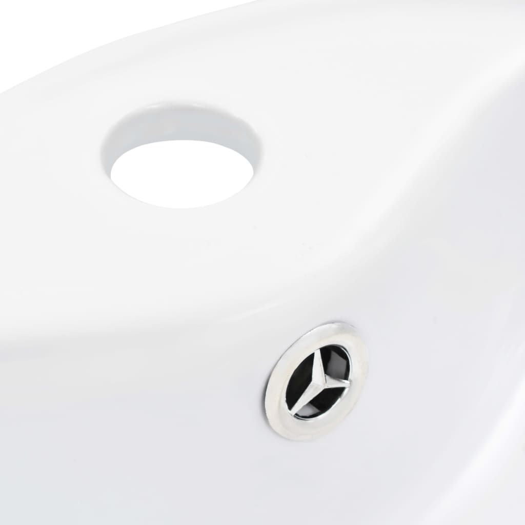Wash Basin with Overflow Ceramic White