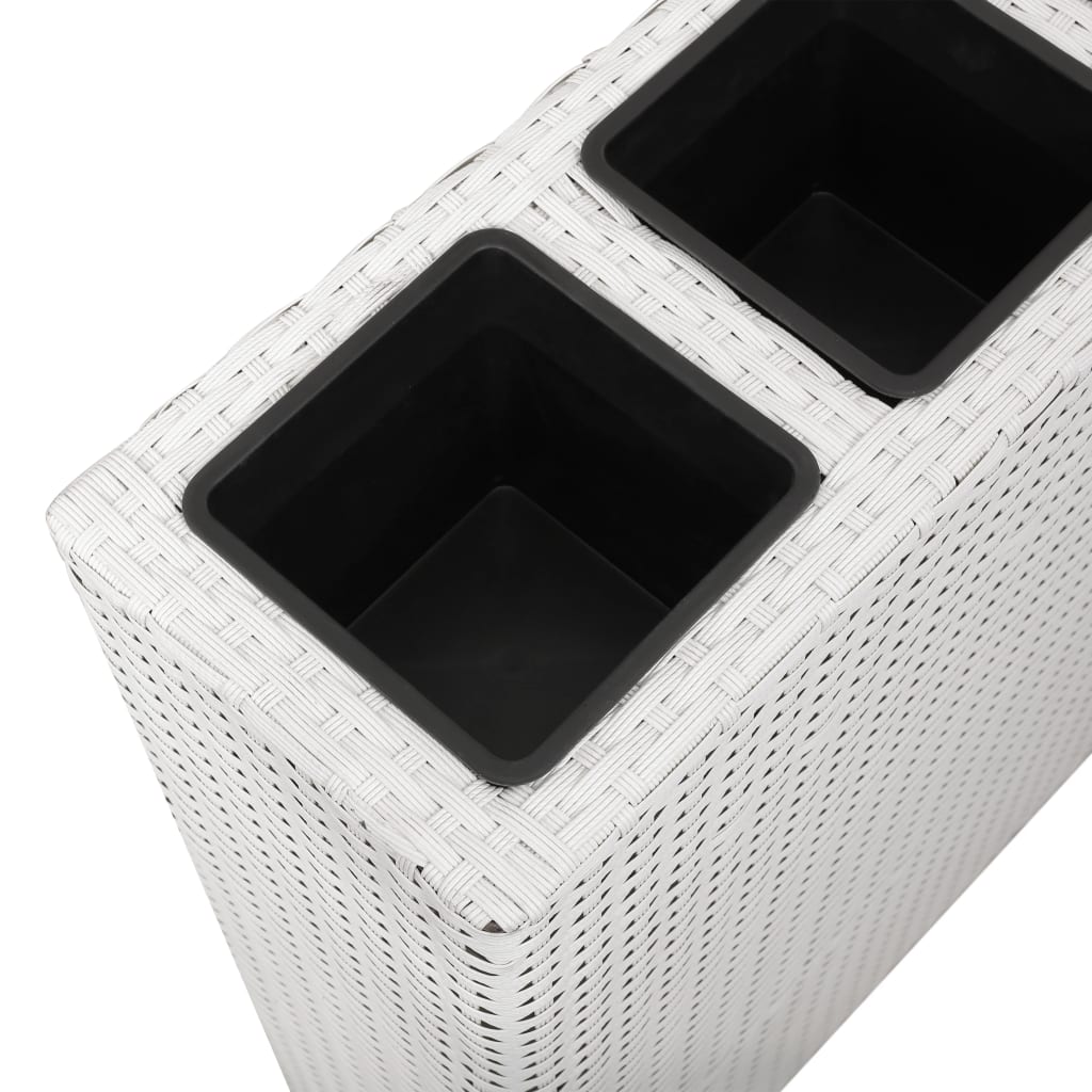 Planter with 4 Pots Poly Rattan White