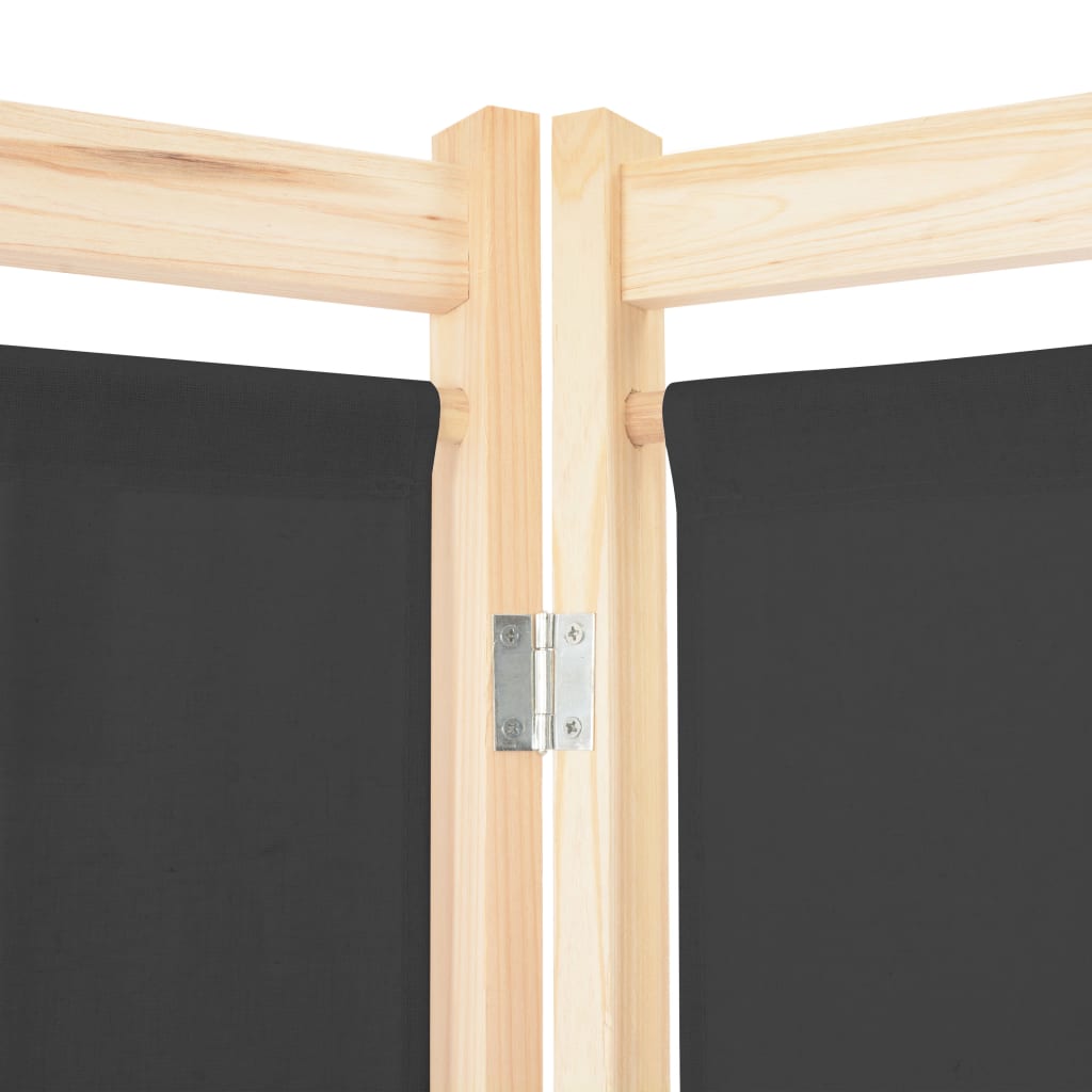 5-Panel Room Divider Grey Fabric