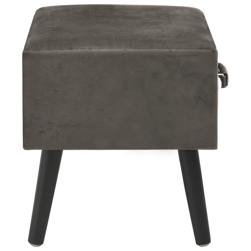 Bedside Cabinet Grey Velvet