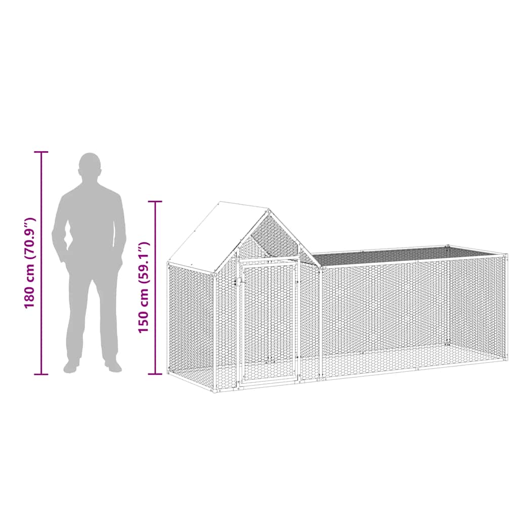 Galvanised Steel Chicken Coop 3x1x1.5m | HomeAndLiving