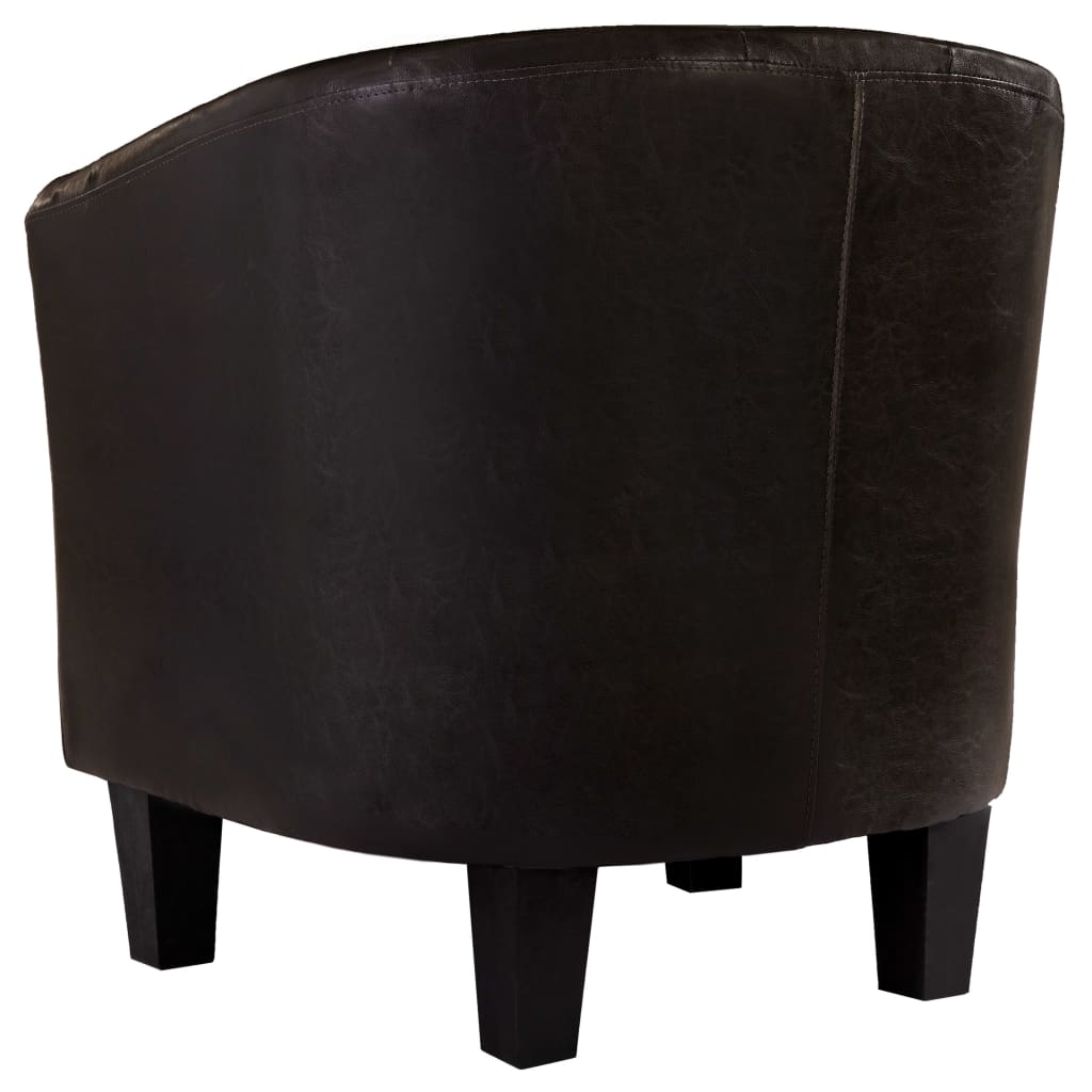 Tub Chair Brown faux Leather