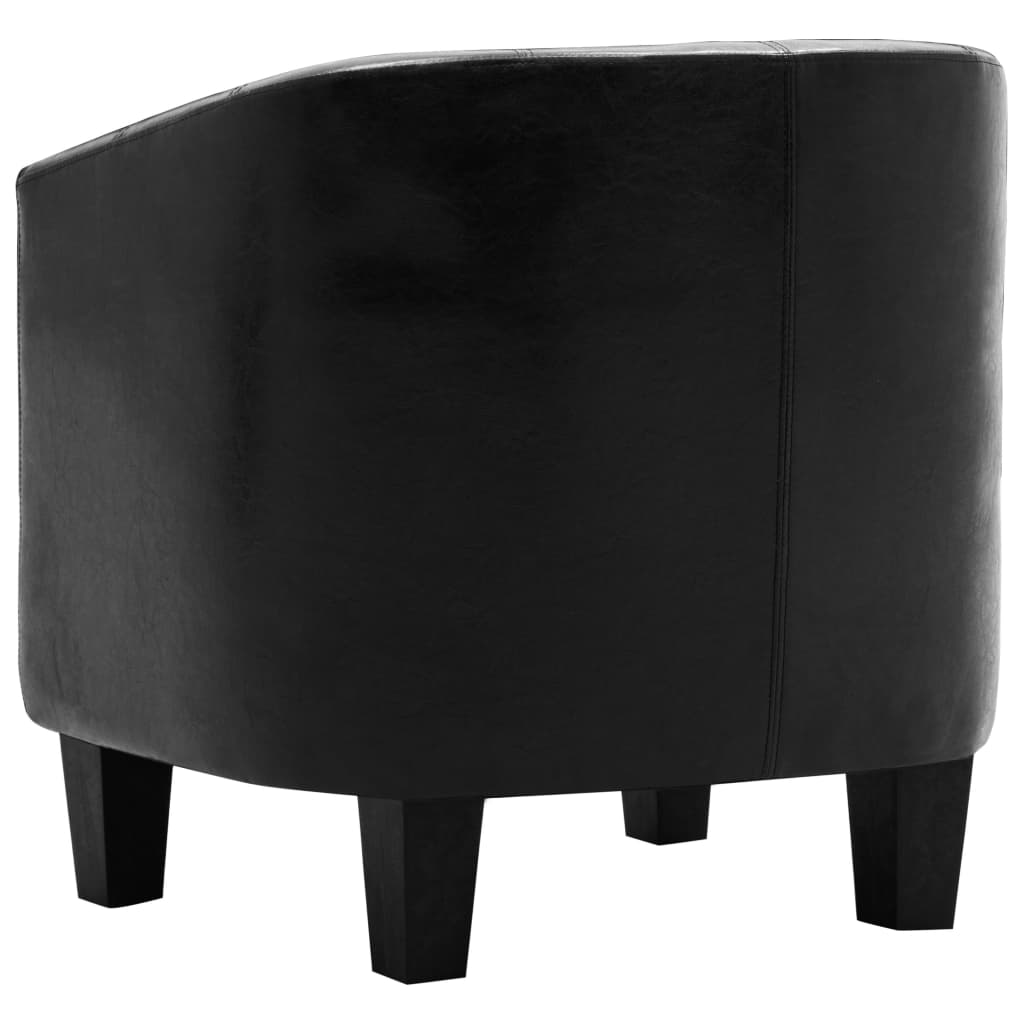 Leather Tub Chair Black