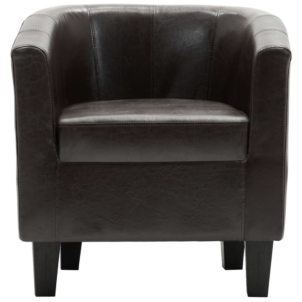 Tub Chair with Footstool Dark Brown