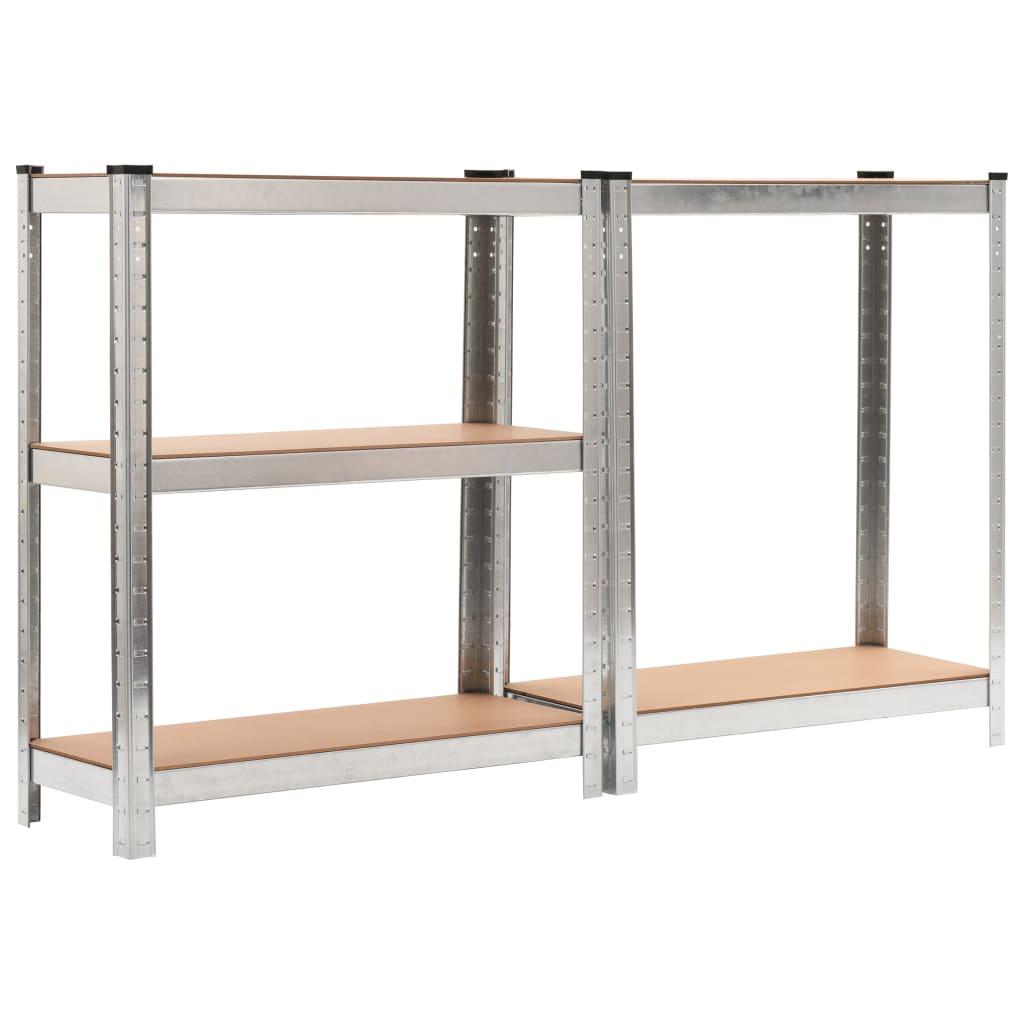 Storage Shelves 3 pcs Silver Steel and MDF