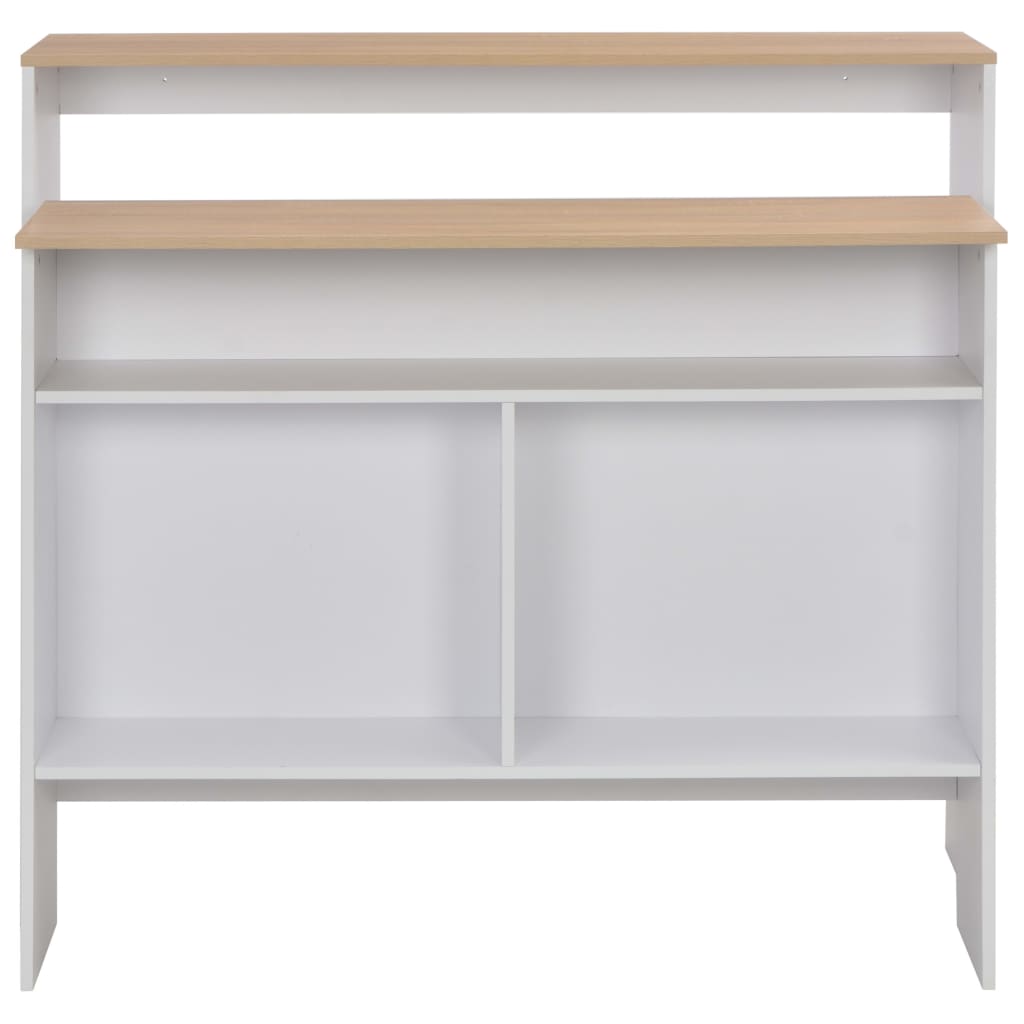 Bar Table with 2 Table Tops White and Oak