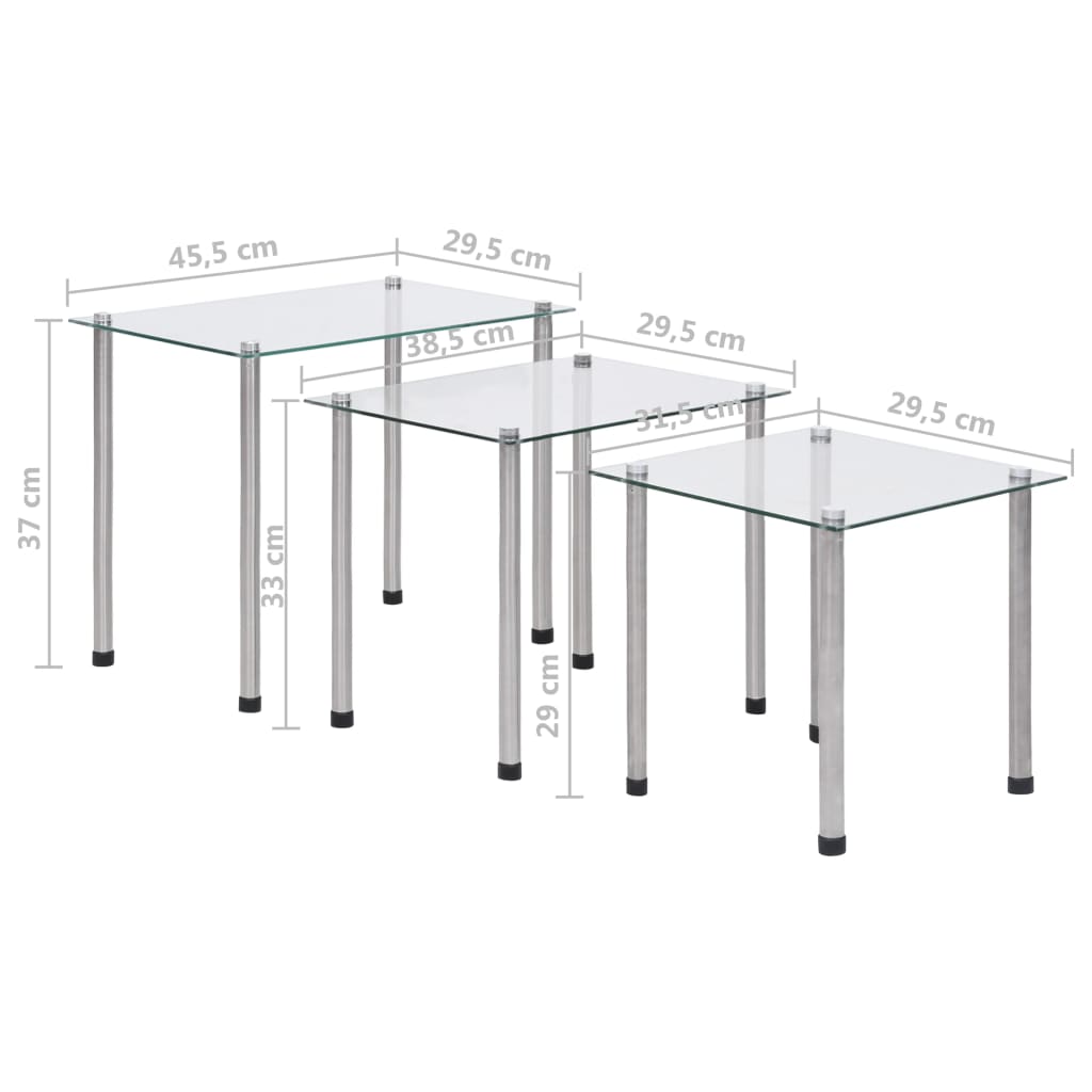 Glass Nesting Tables Set of 3 Tempered | HomeAndLiving