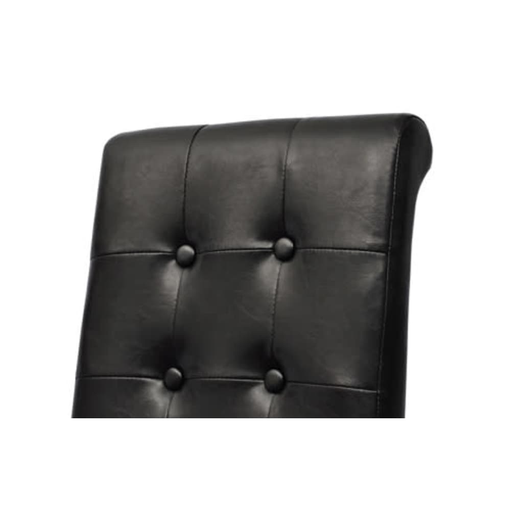 Dining Chairs 2 pcs Black Leather - 43×52×95cm
