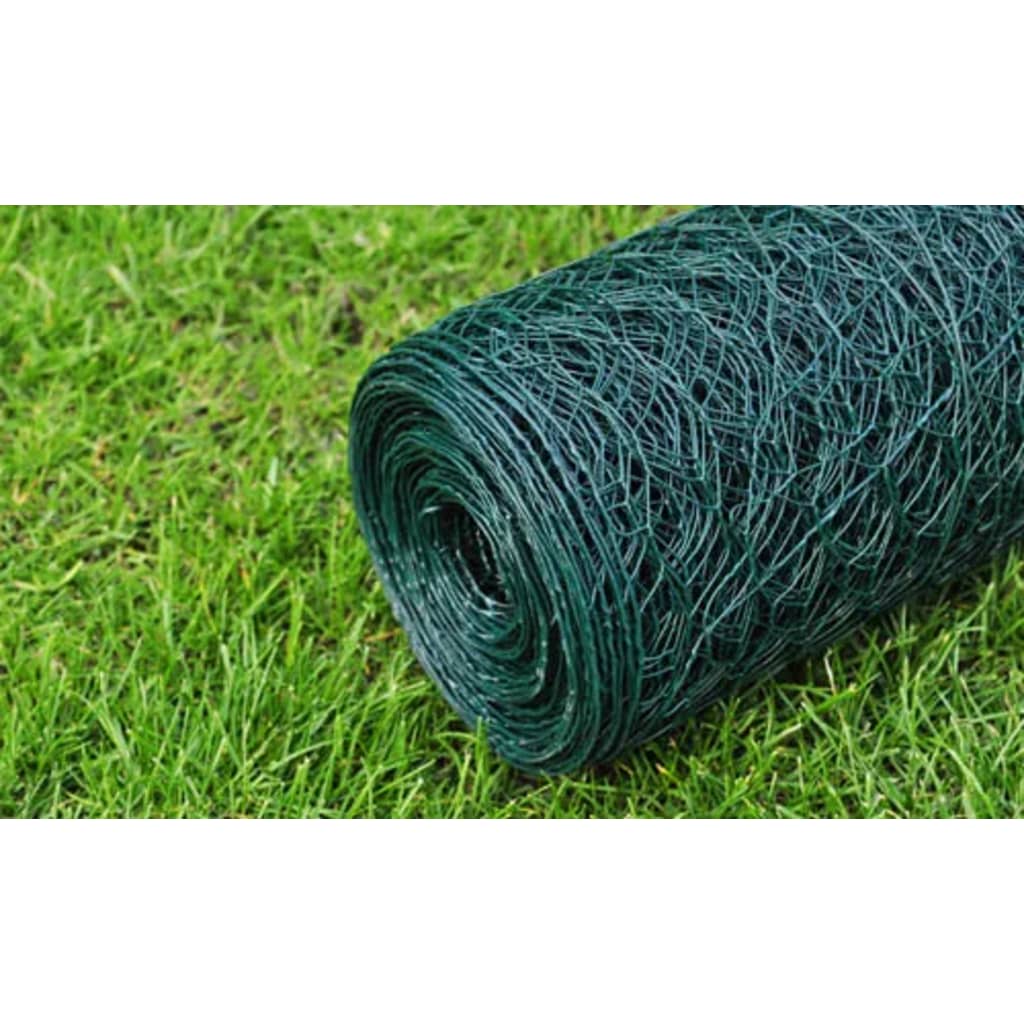 Mesh Fence Galvanised Steel Hexagon Dark Green