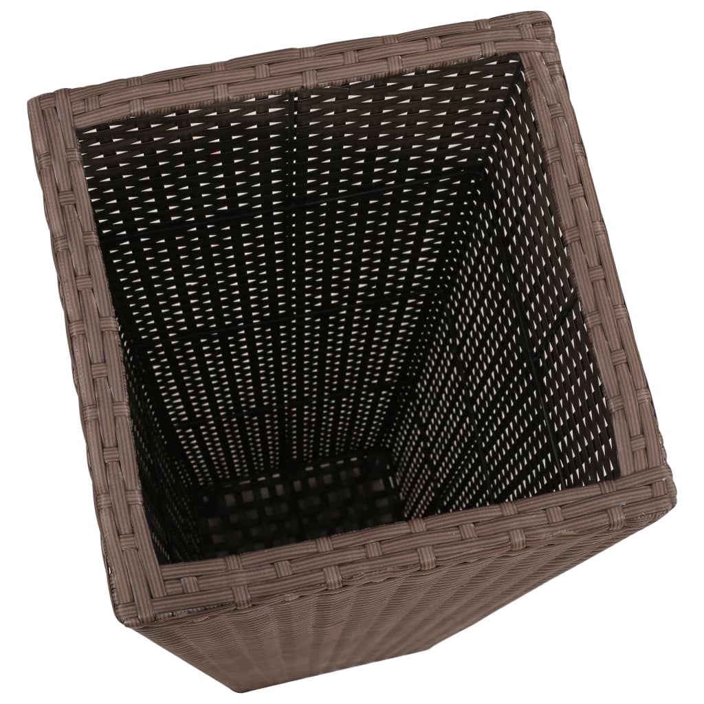 3 Rattan Flower Pots Brown