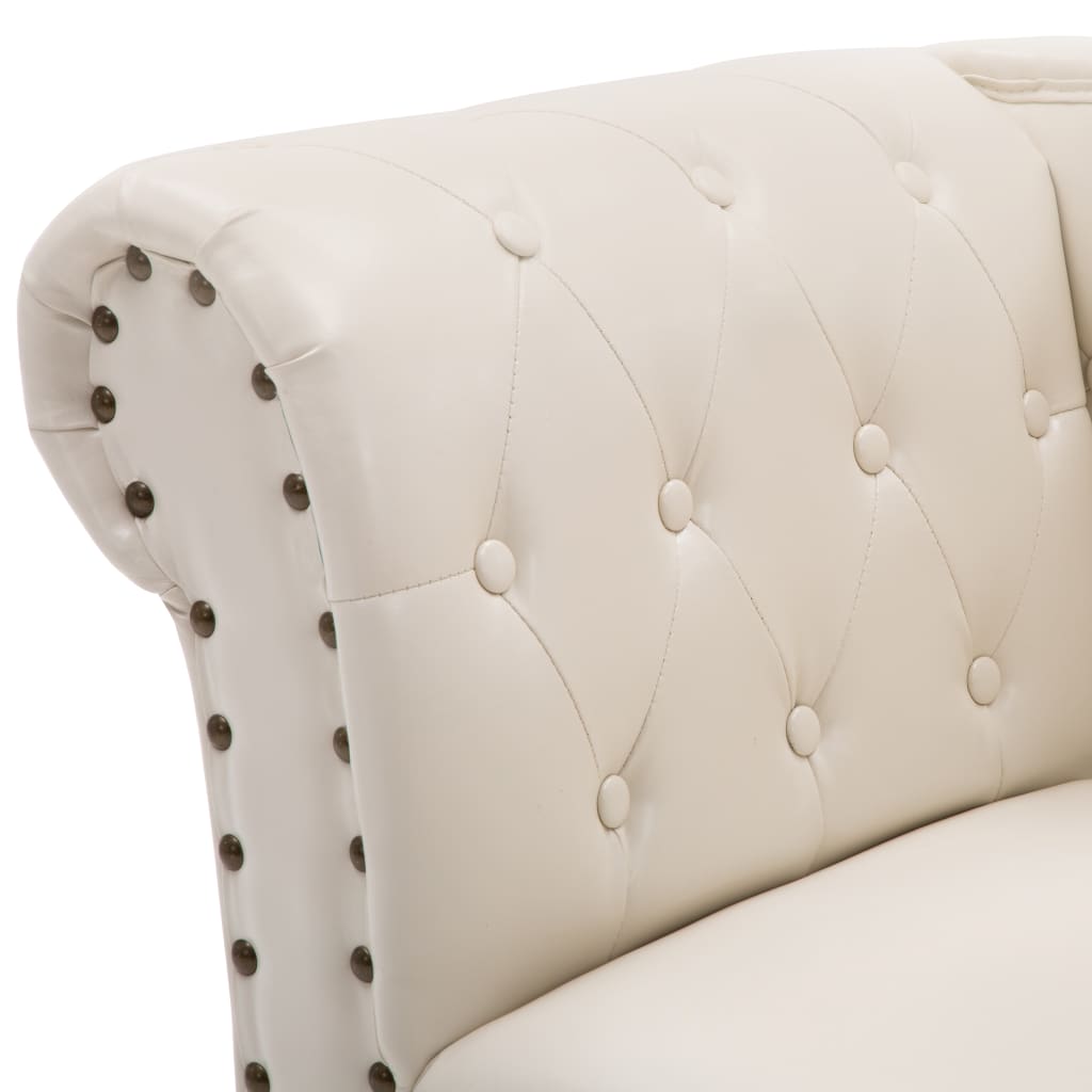 Chaise Longue Cream White Leather