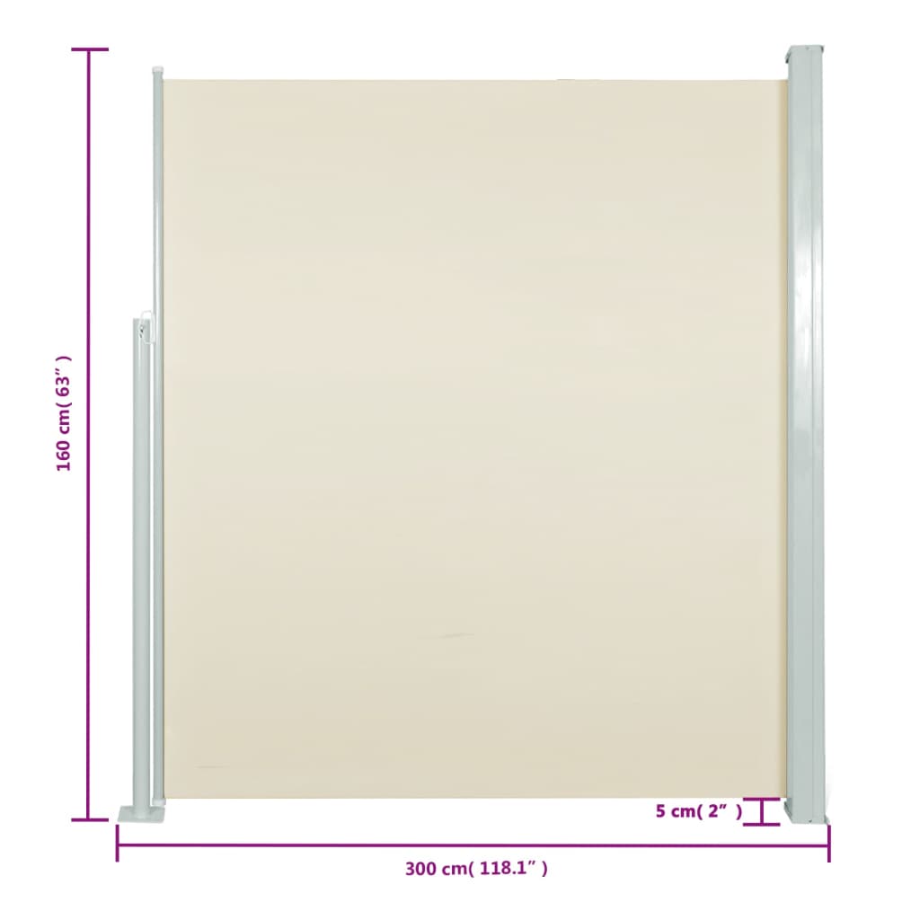 Patio Terrace Side awning Cream Colour
