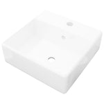 Ceramic Basin Square with Overflow and Faucet Hole
