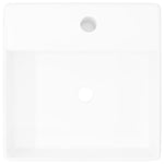 Ceramic Basin Square with Overflow and Faucet Hole