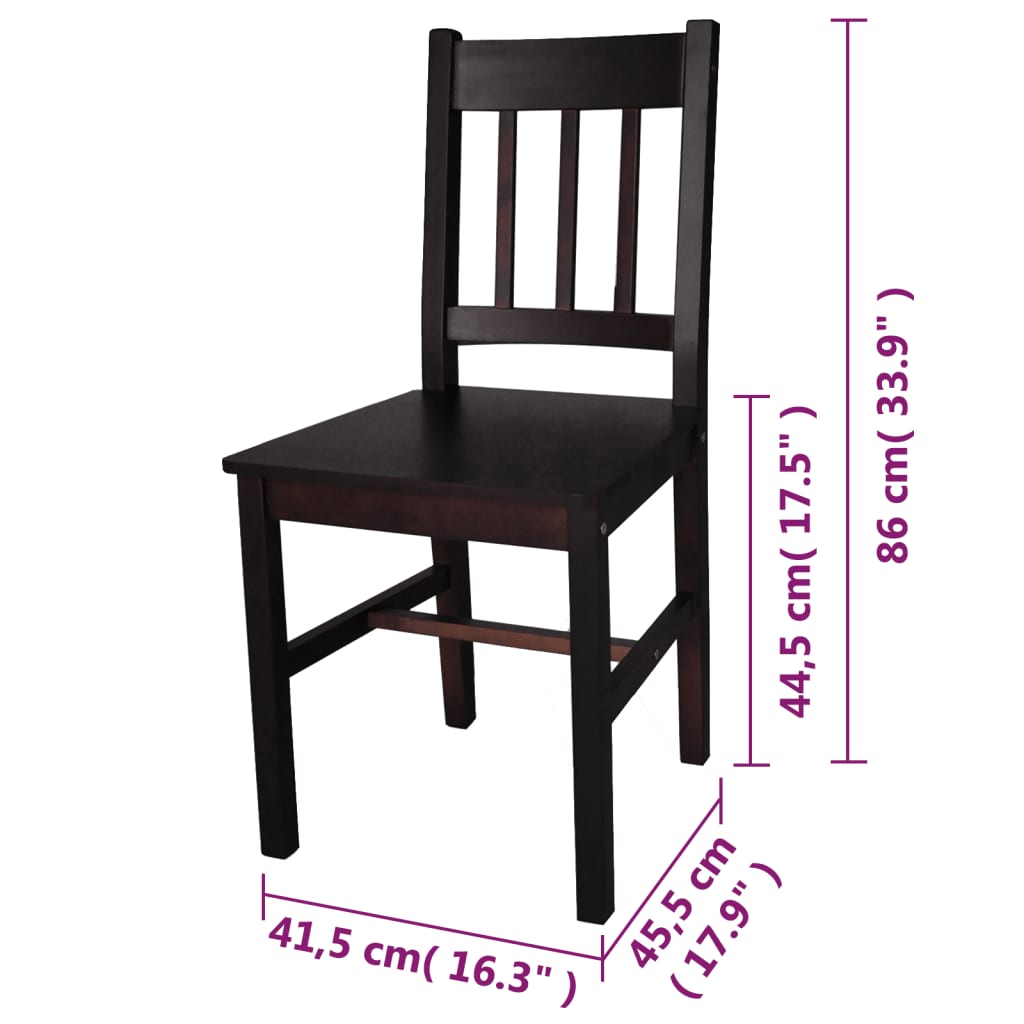 Dining Chairs 2 pcs Brown Pinewood