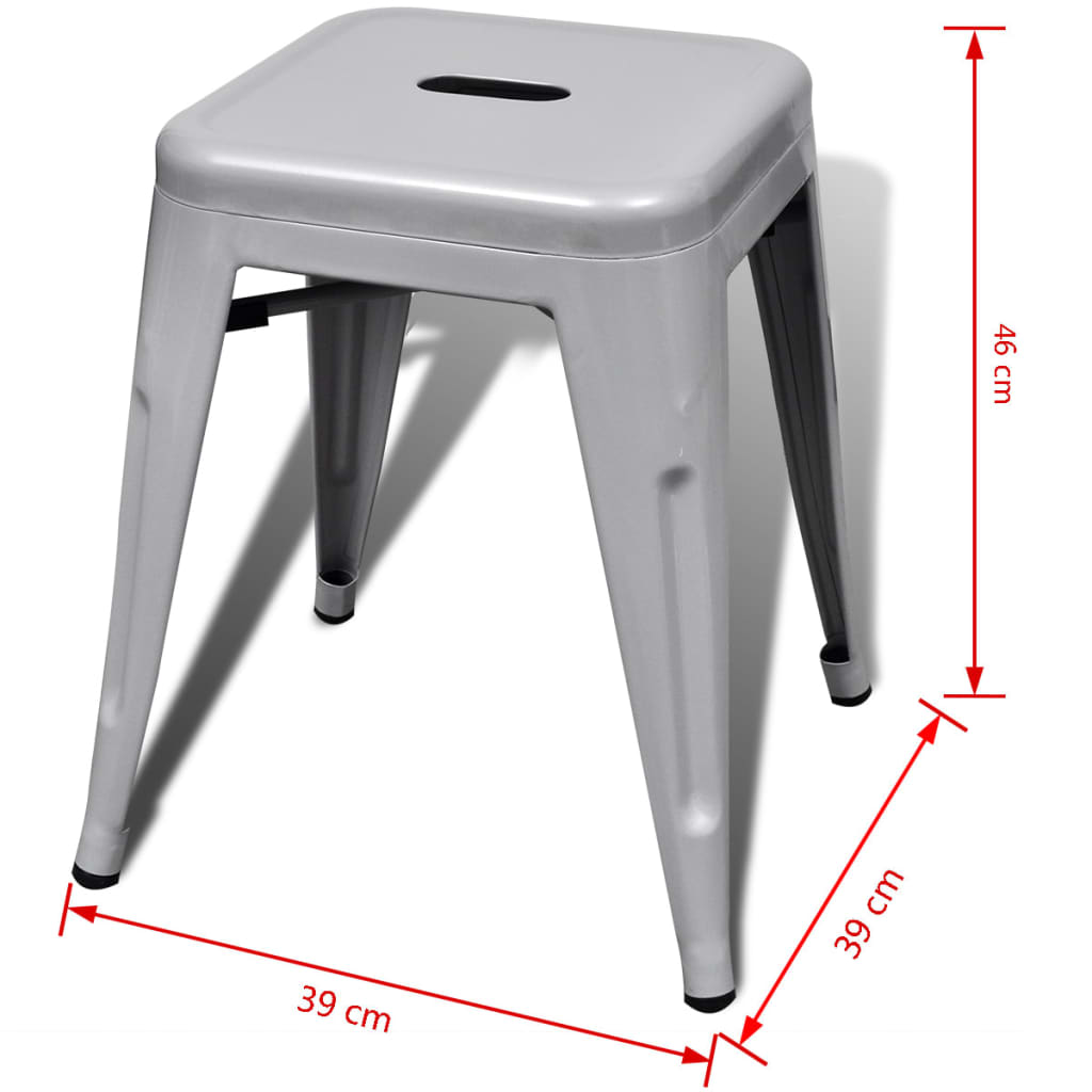 Stacking Stools 2 pcs Grey Metal