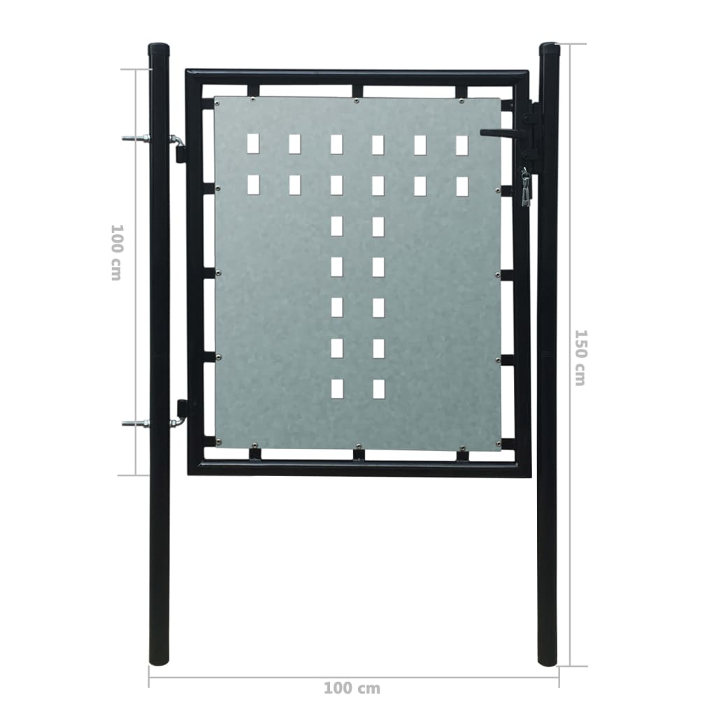Black Single Door Fence Gate M