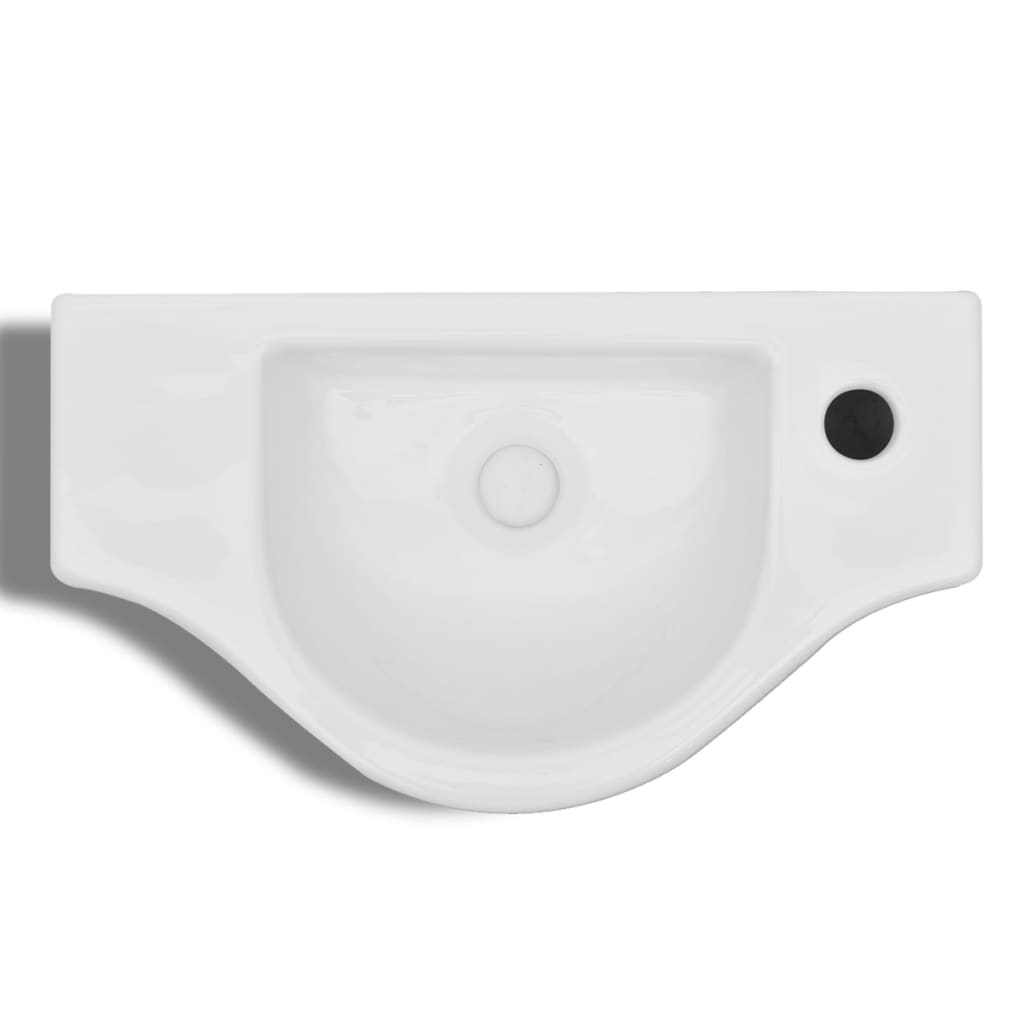 Ceramic Bathroom Sink Basin with Faucet Hole White - 450×250×120mm