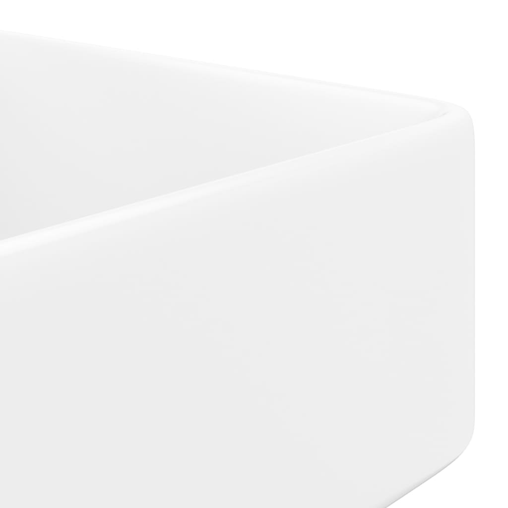 Ceramic Bathroom Sink Basin with Faucet Hole White Square - 480×370×135mm