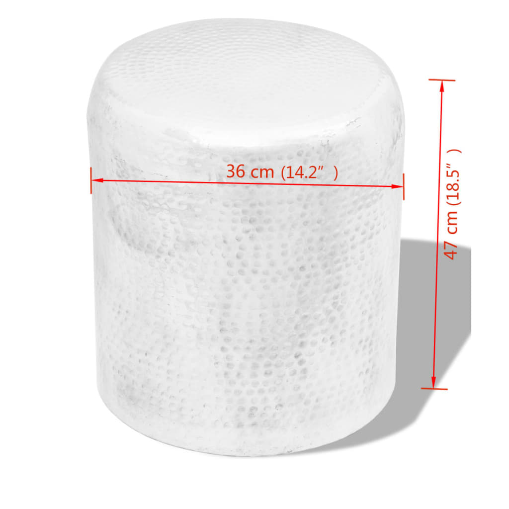 Hammered Aluminium Stool/Side Table Silver - 36×47cm