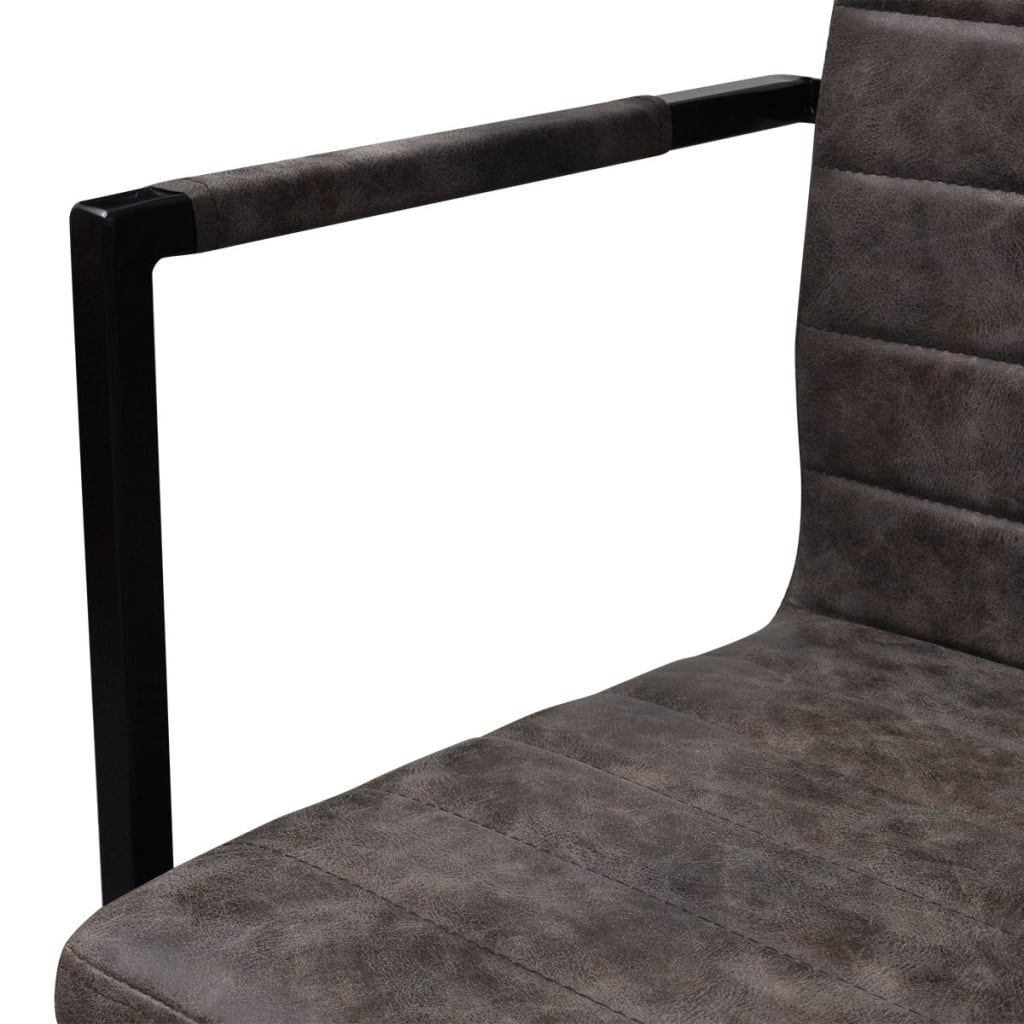 Cantilever Dining Chairs 4 pcs Brown Leather
