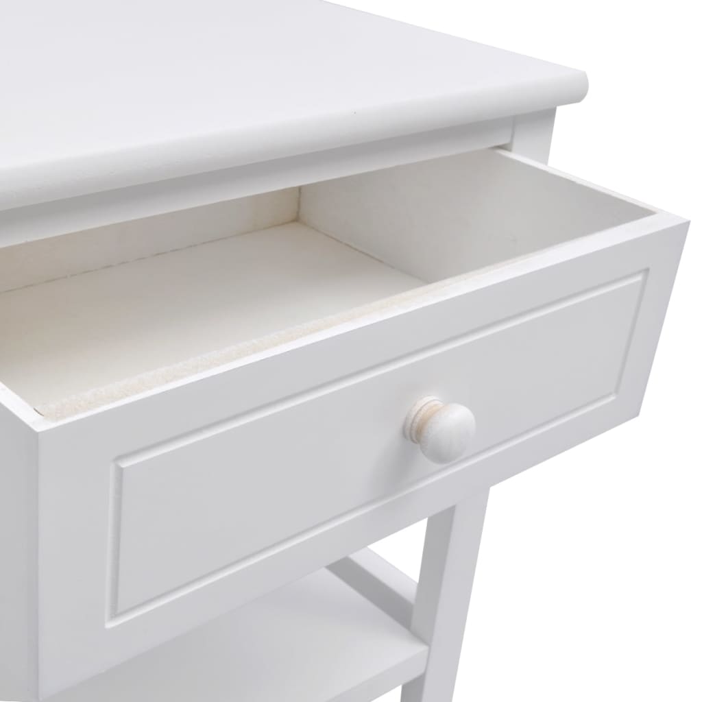 Bedside Cabinet Wood White - 40×29×42cm