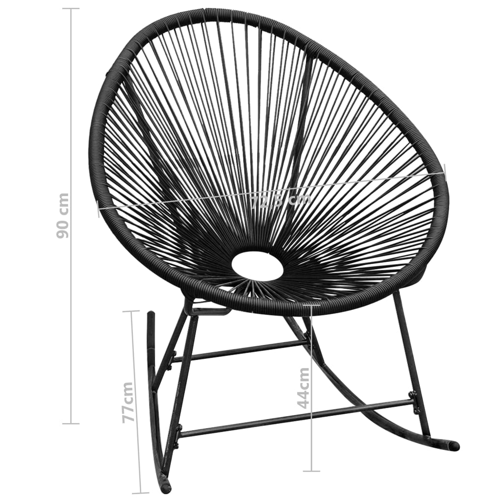 Outdoor Rocking Chair Black Poly Rattan - 72.5×77×90cm