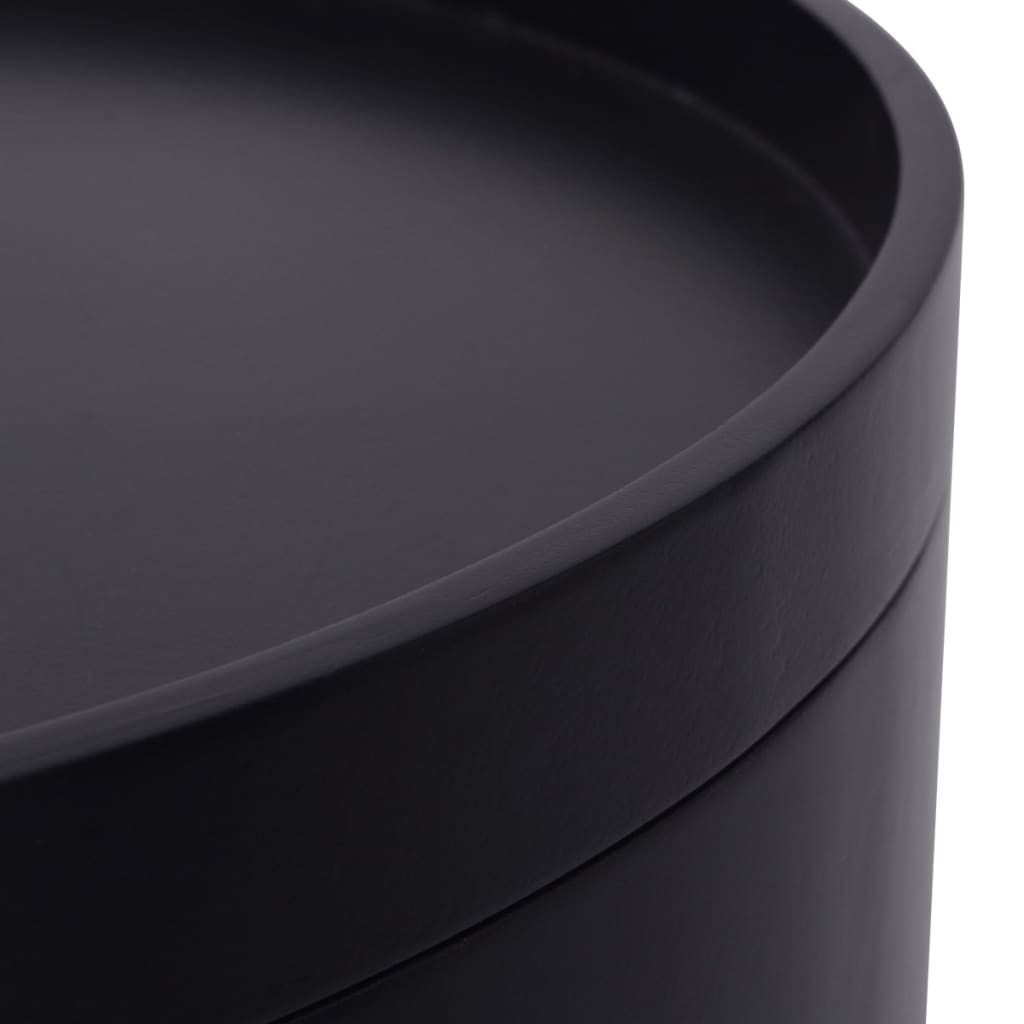 Side Table with Serving Tray Round Black