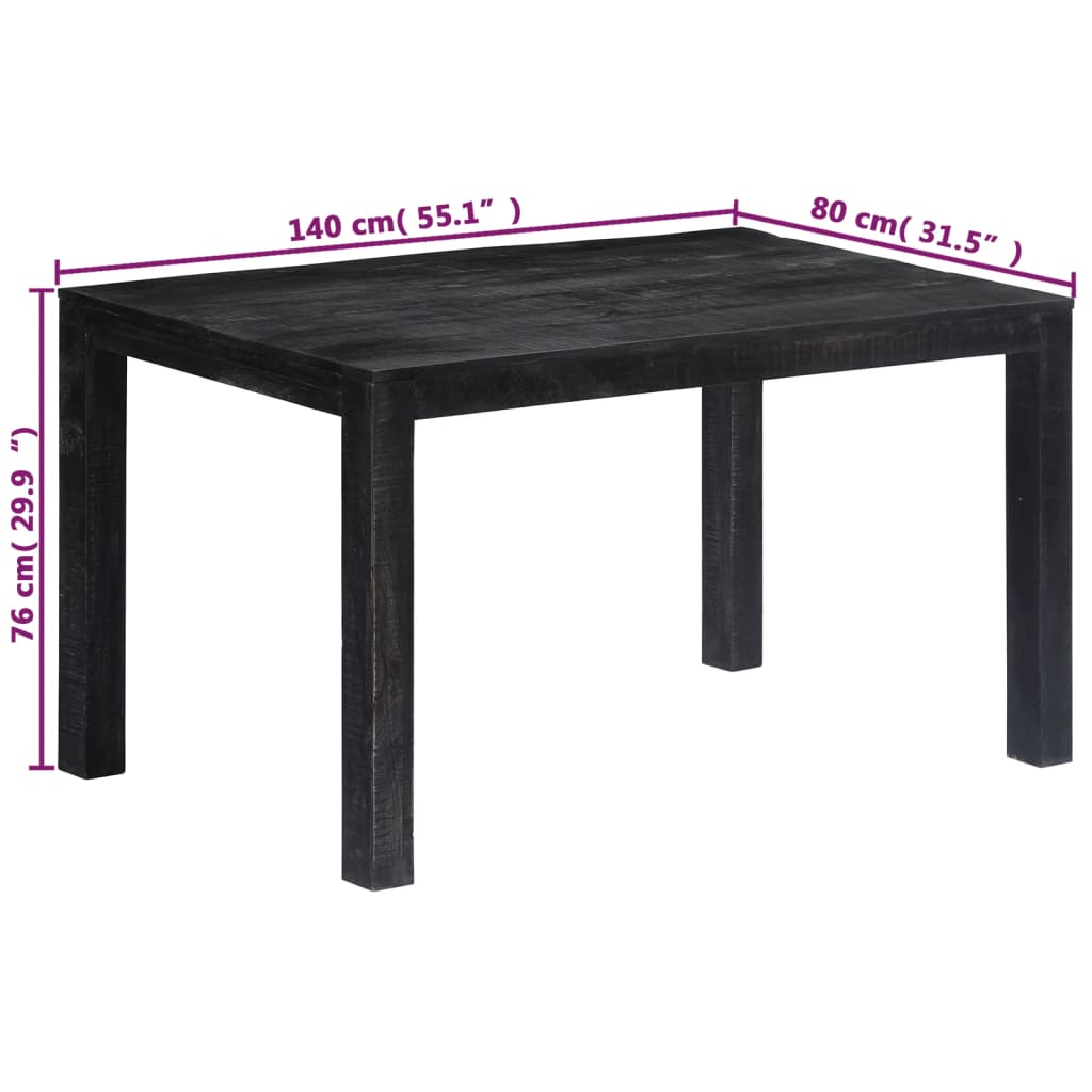Dining Table Black Solid Mango Wood
