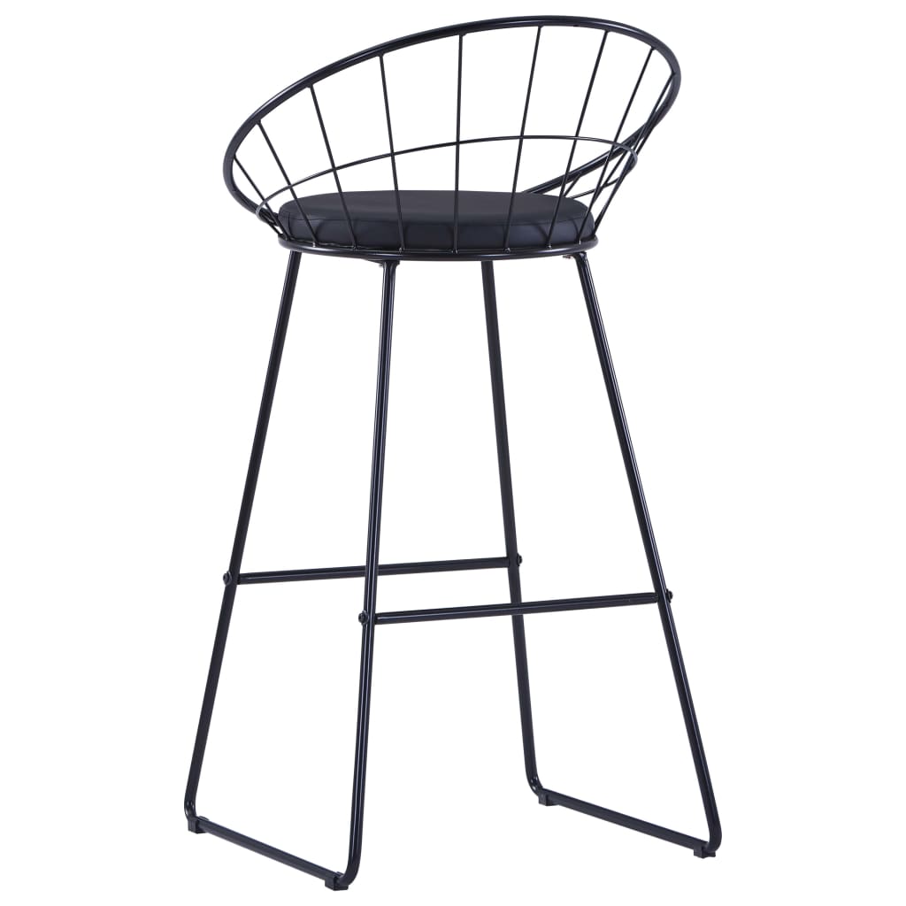 Bar Chairs 2 pcs Black Leather
