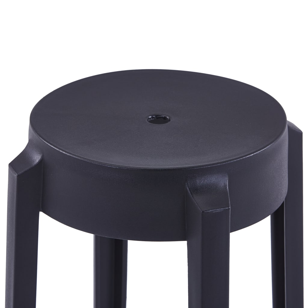 Stackable Stools 4 pcs Black Plastic - 43×43×45cm