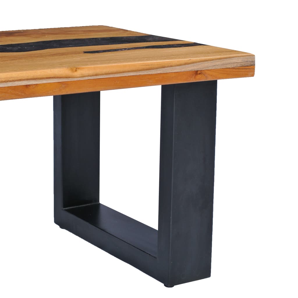 Coffee Table Solid Teak Wood and Polyresin - 100×50×40cm