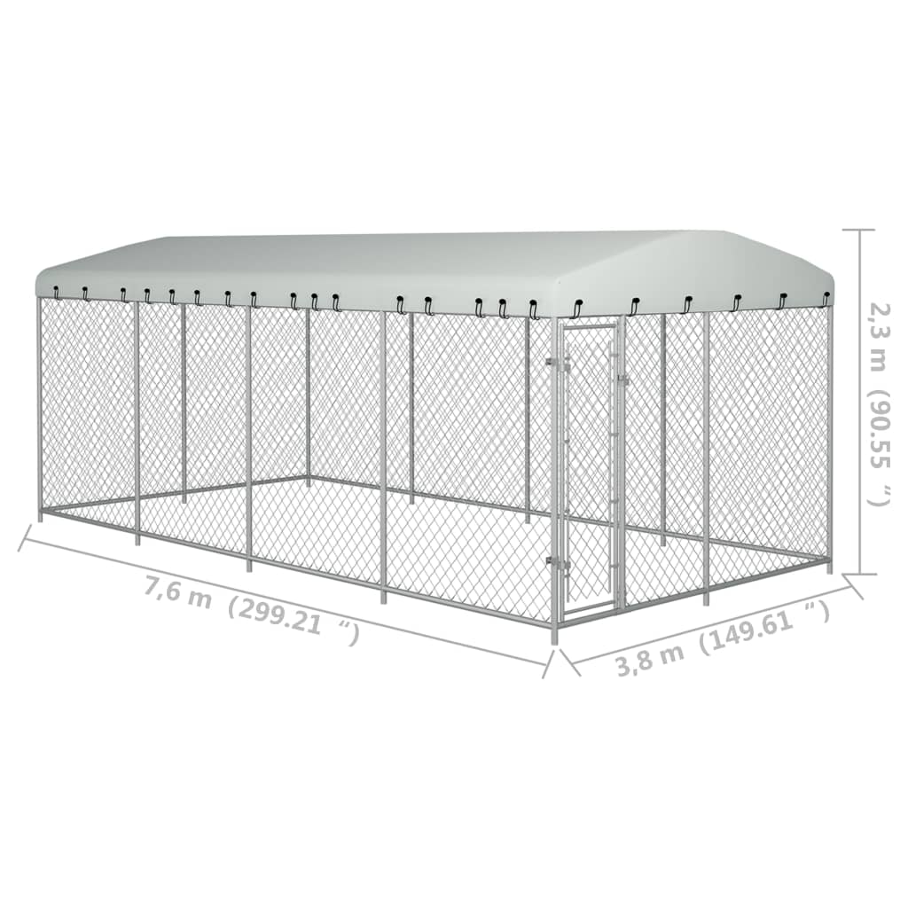 Outdoor Dog Kennel with 'Roof