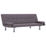 Sofa Bed with Two Pillows Taupe Polyester