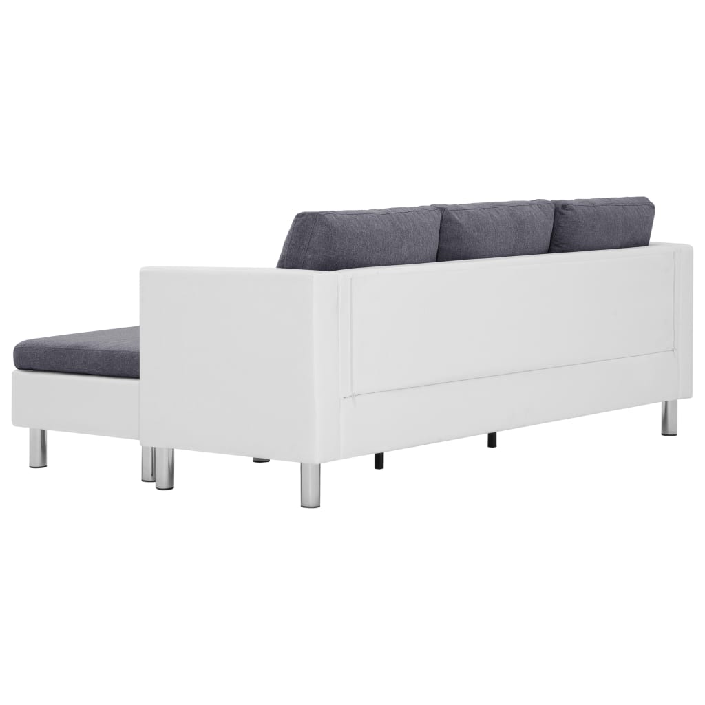 3-Seater Sofa with Cushions White Leather