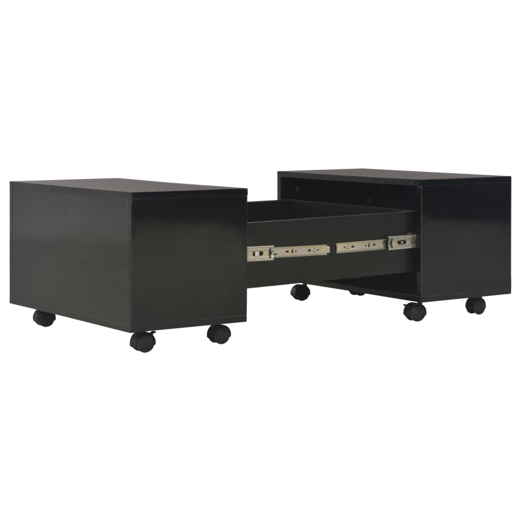 Coffee Table High Gloss Black Chipboard - 60×60×35cm