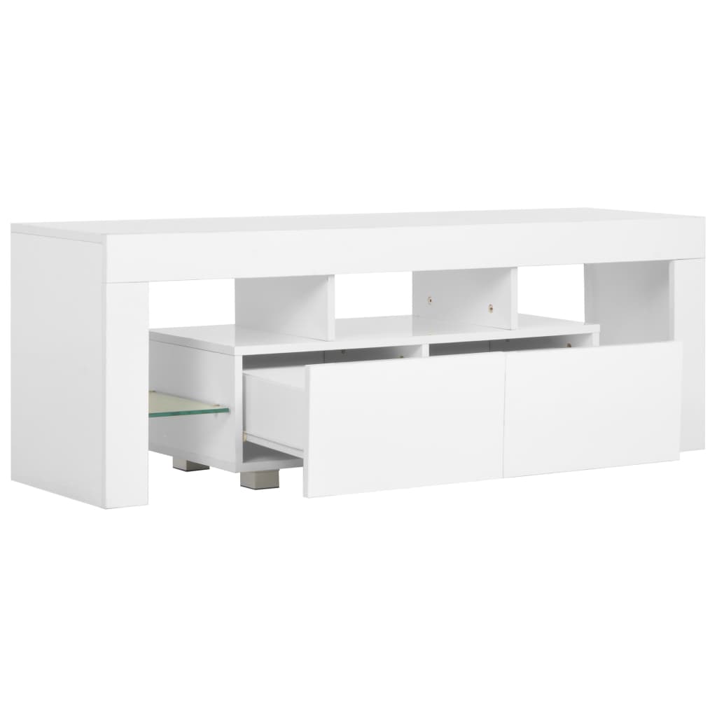 TV Cabinet with LED Lights High Gloss White - 130×35×45cm