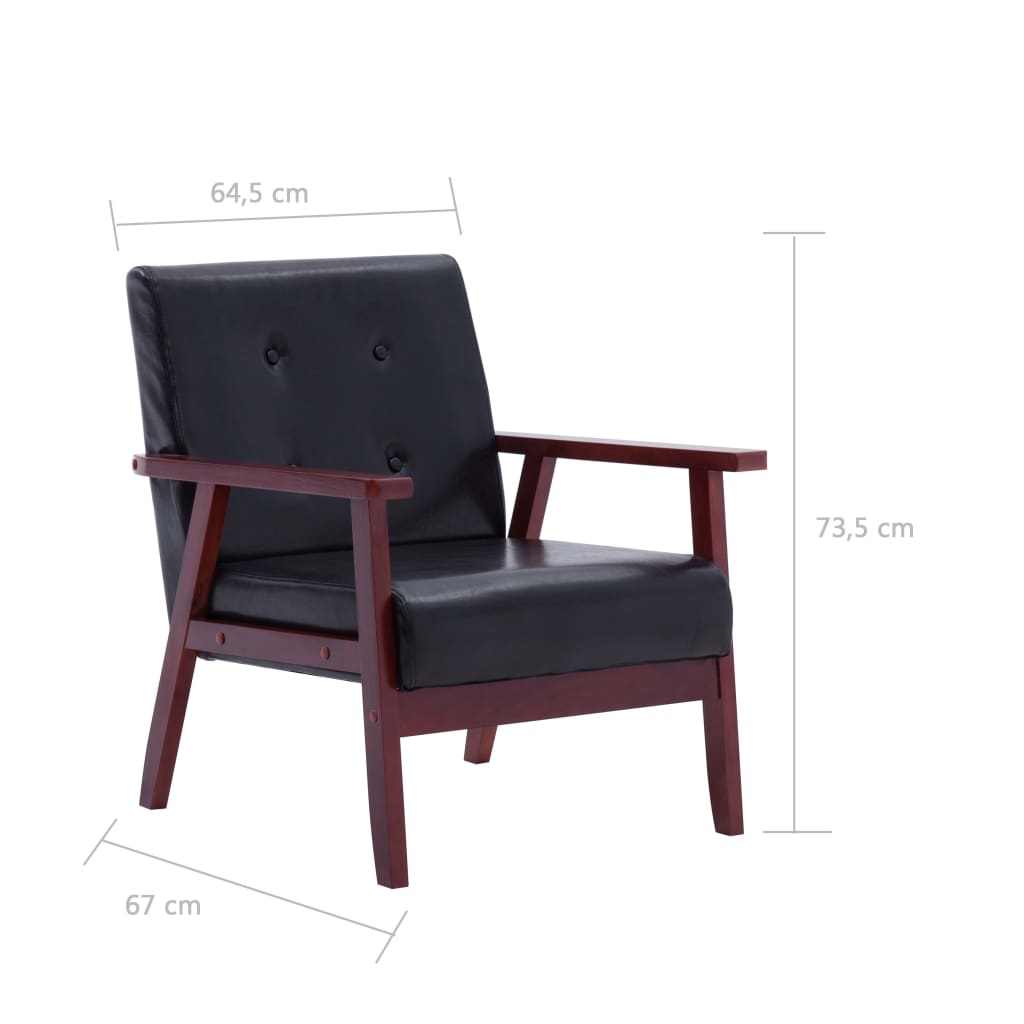 Armchair Black faux Leather