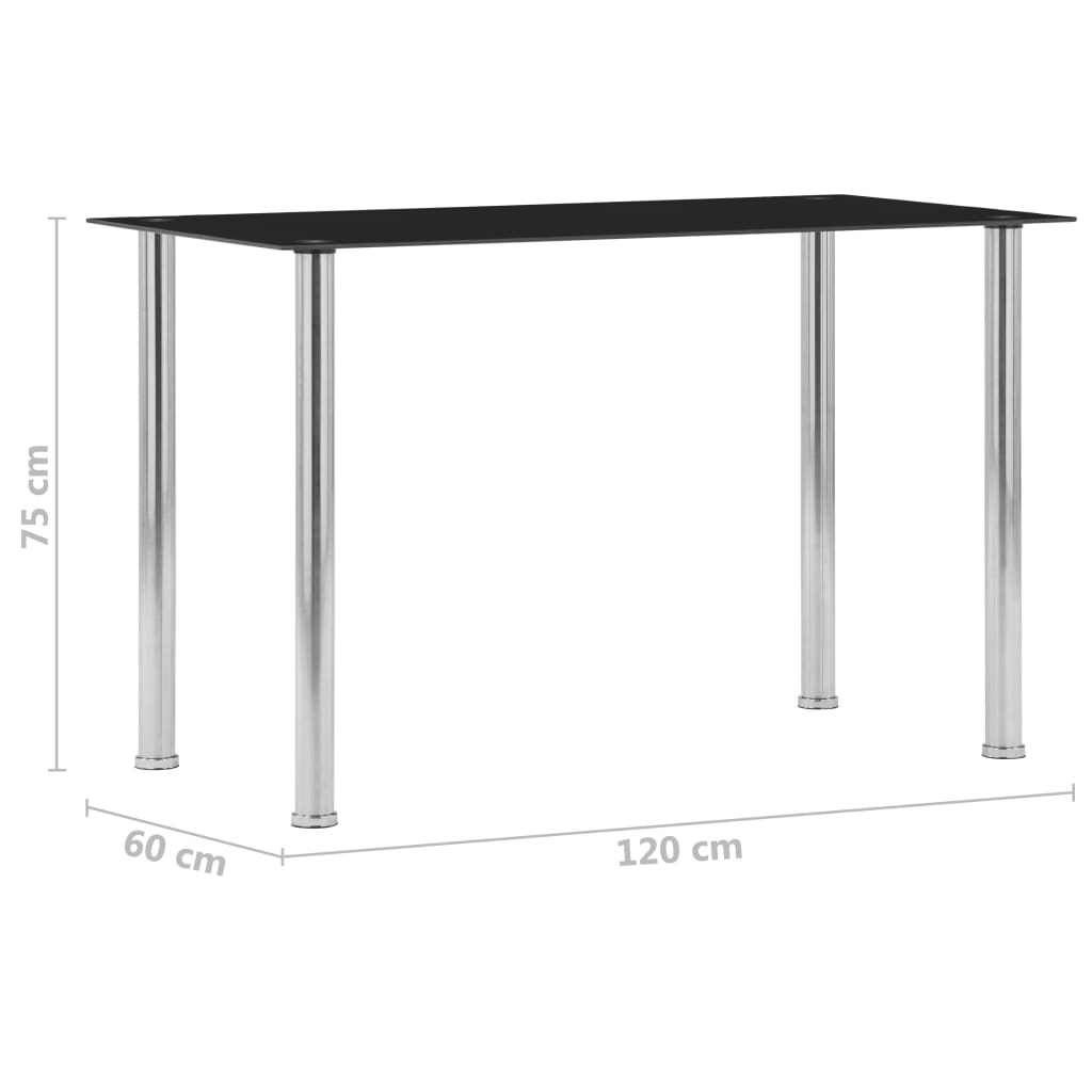 Dining Table Durable Black Tempered Glass