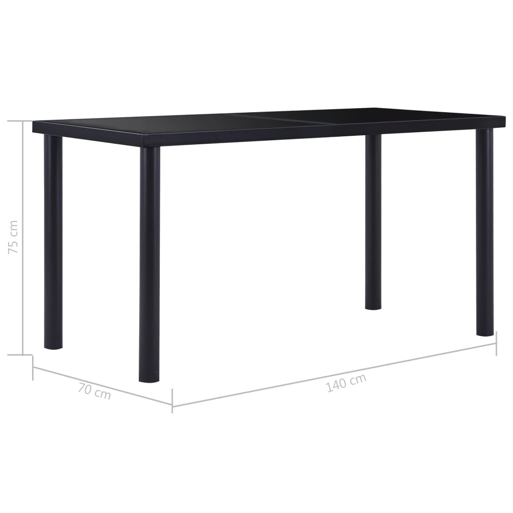 Dining Table Durable Tempered Glass Black