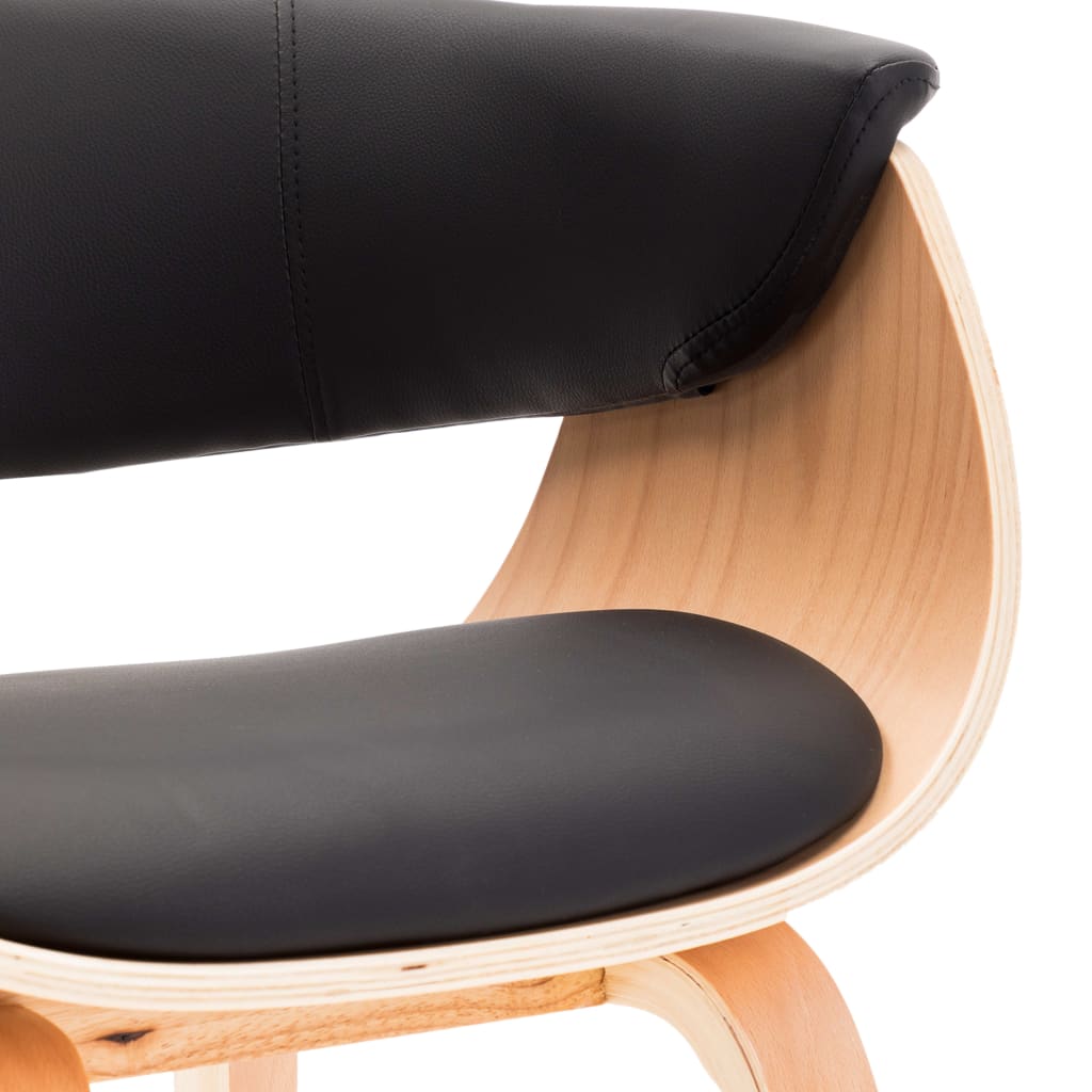 Dining Chair Black Bent Wood and Faux Leather