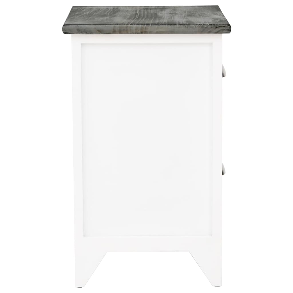 Nightstand Grey and White Paulownia Wood