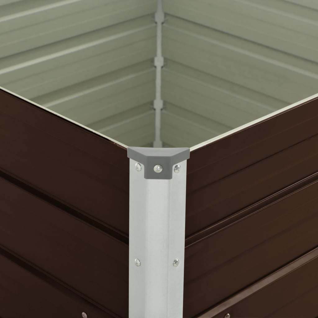 Raised Garden Bed Brown Galvanised Steel - 100×100×77cm