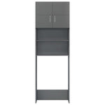 Washing Machine Cabinet High Gloss Grey Chipboard